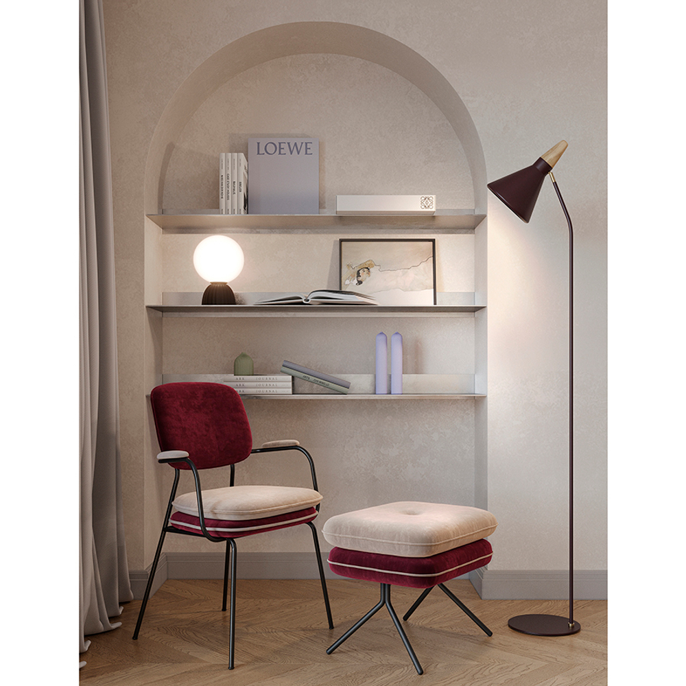 Стул с подлокотниками pea, велюр, бордовый/бежевый