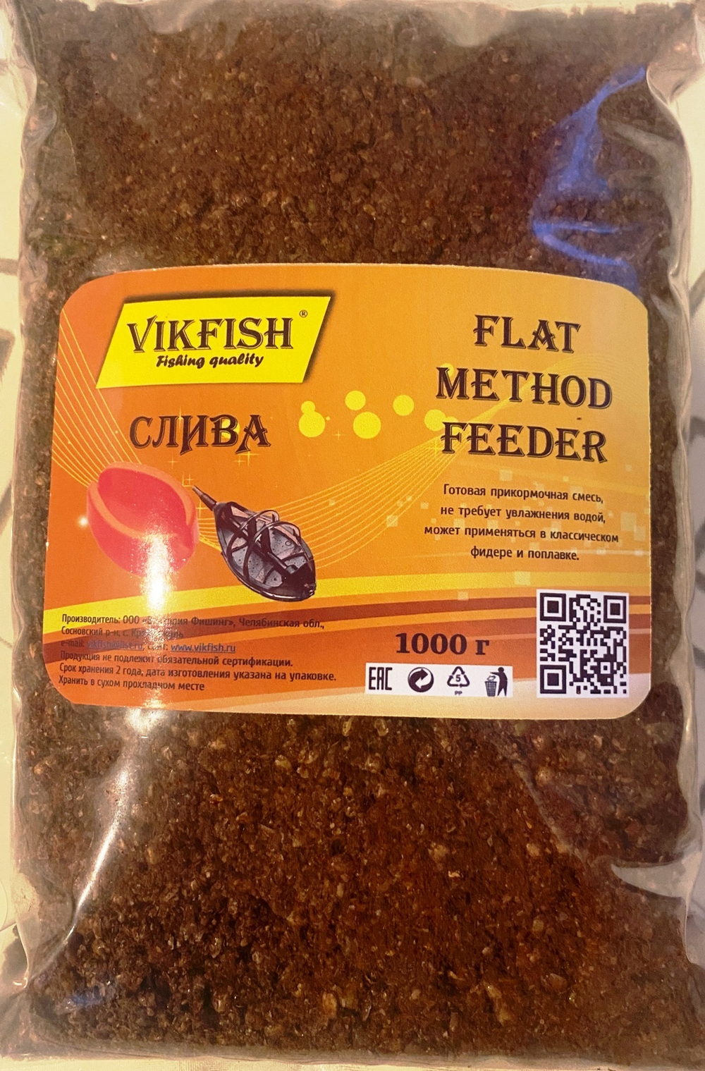 Прикормка VIKFISH  FLAT METHOD FEEDER           Слива 1000г