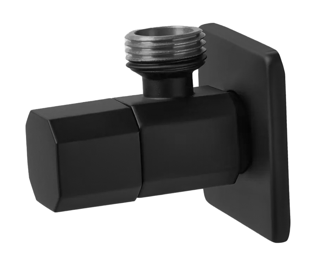 Кран угловой с отр. 1/2 х 1/2 ЧЕРНЫЙ (8-гран) ViEiR  (120/1шт)