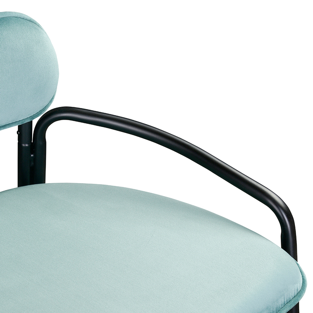 Стул полубарный LATITUDE Ror, Round, велюр, черный/светло-бирюзовый