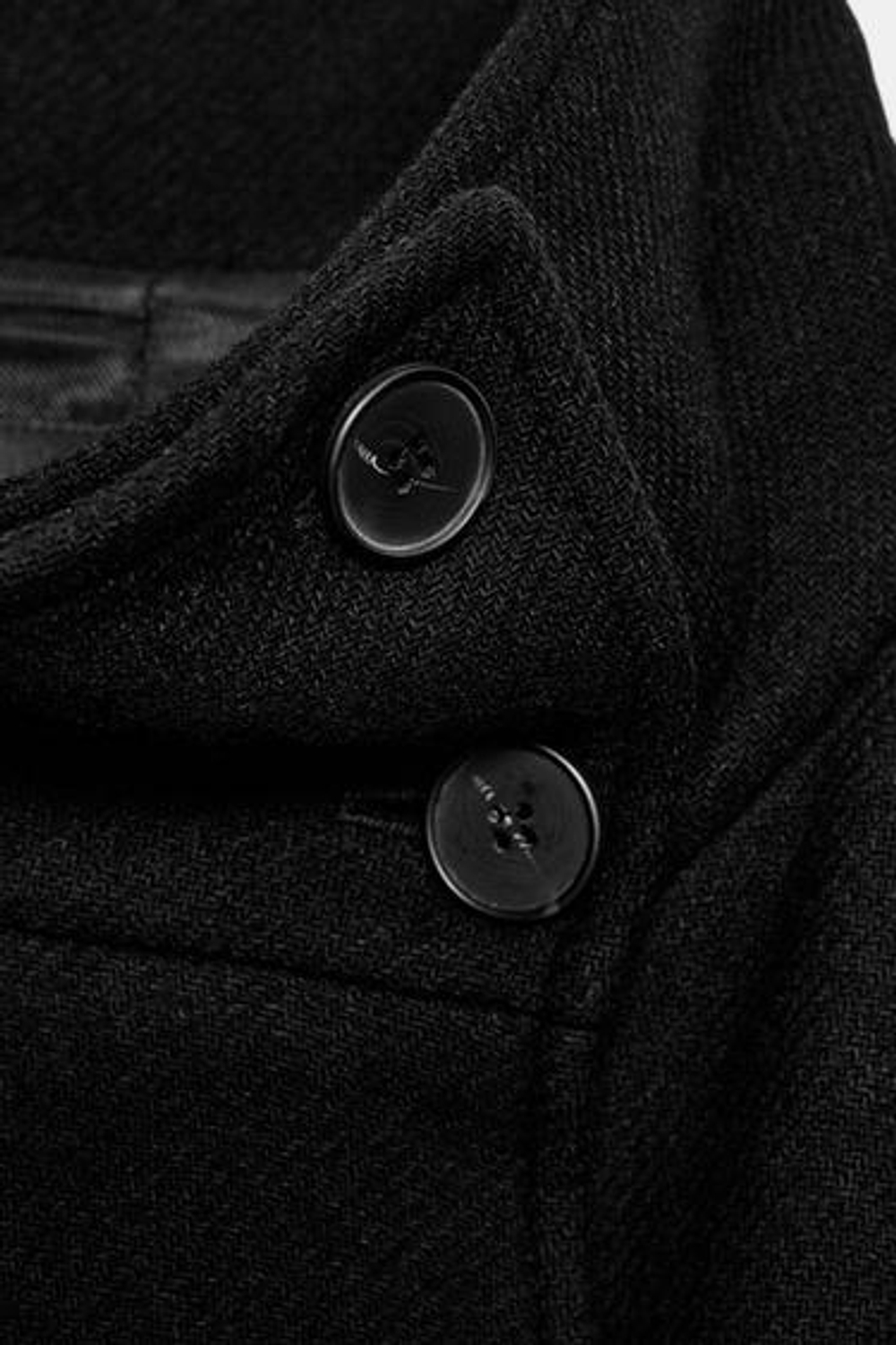 Длинный шерстяной плащ с воротником - ZARA