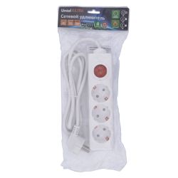 S-GCU3-1.5B WHITE Удлинитель серии Ultra. шнур 1.5м.. 3 гнезда. 16A. с-з. Белый. TM Uniel