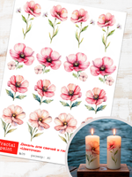 Трансфер переводной - декаль для свечей и гипса цветочки 019 А5