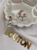 Серьги гвоздики полукольца золотые с жемчугом