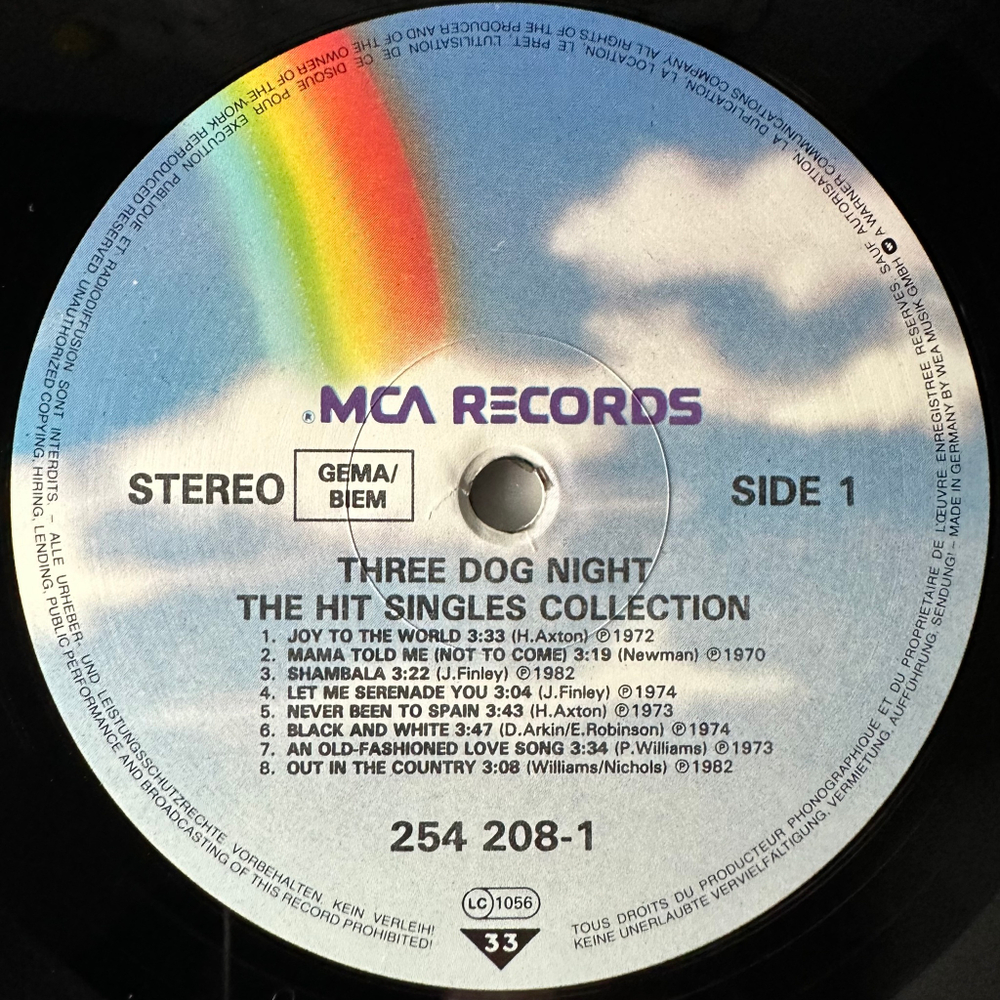 Three Dog Night ‎– The Hit Singles Collection (Германия 1986г.)