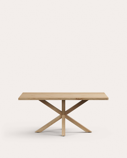 Стол Argo из беленого дубового шпона и стальных ножек с имитацией дерева, 180 x 100 см