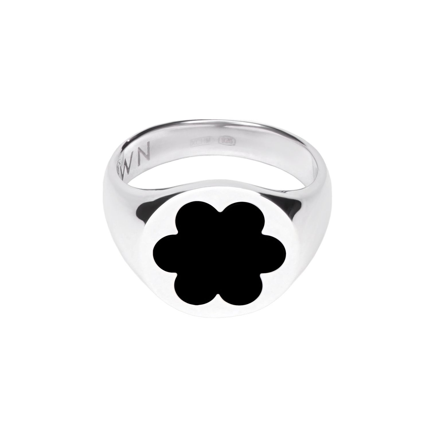 Кольцо-печатка Silver Forget-Me-Not Ring – Black
