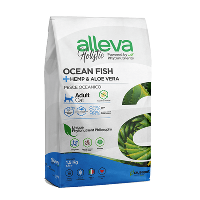Сухой корм Alleva Holistic Cat Adult Ocean Fish + Hemp & Aloe vera для взрослых кошек, океаническая рыба
