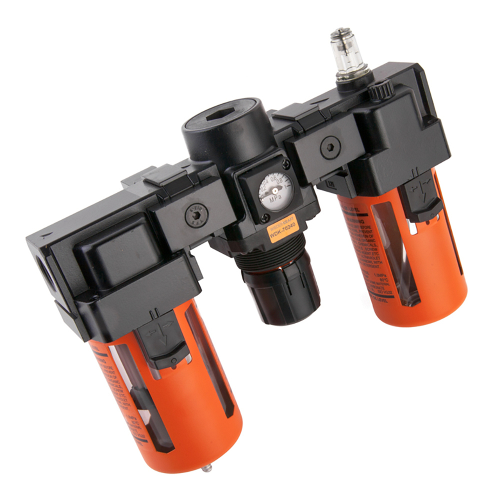 WDK-70240 Блок подготовки воздуха 1/2" с влагоотделителем, лубрикатором, регулятором и манометром