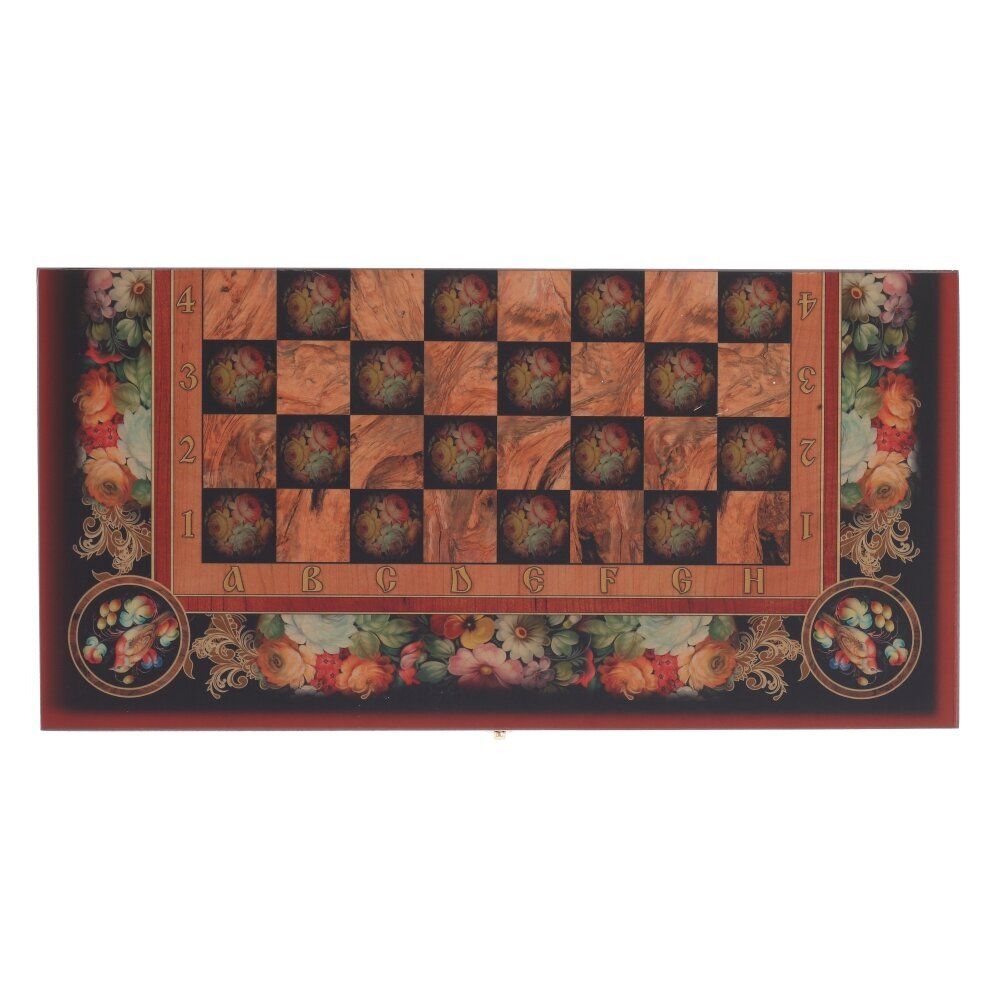 GAEM Игра настольная 3 в 1 (шахматы, шашки, нарды) "Цветы", L50 W25 H6 см