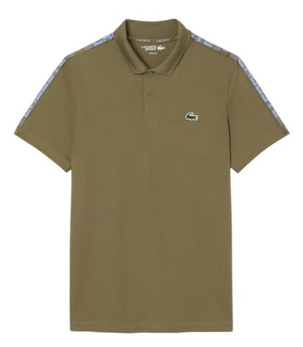 Мужское теннисное поло Lacoste Ultra Dry Branded Stripe Tennis Shirt - khaki green