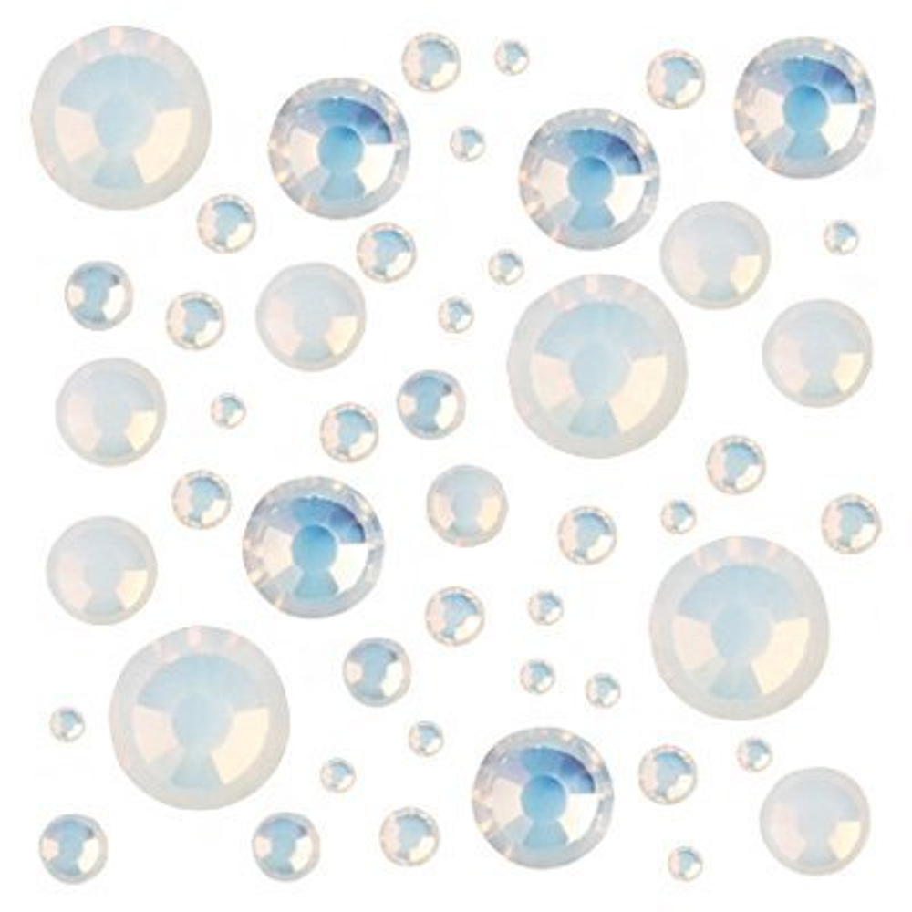 Стразы цветные микс в баночке White Opal