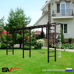 Уличная шведская стенка Sv Sport рукоход х 2 У53200 (Турник/Брусья/Деревянные/Канат/кольца/лестница)