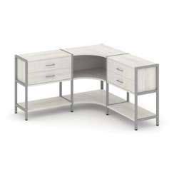 Shelf System Трехсекционный угловой стеллаж двухярусный с ящиками SN.STMU-231 Дуб Наварра/Металл Сер