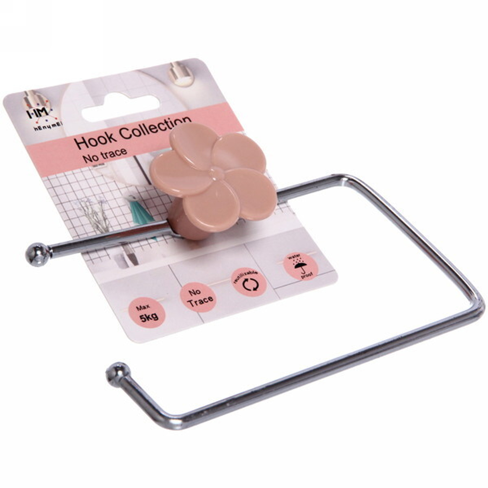 Держатель для туалетной бумаги с липким слоем Цветок розовый MH8043