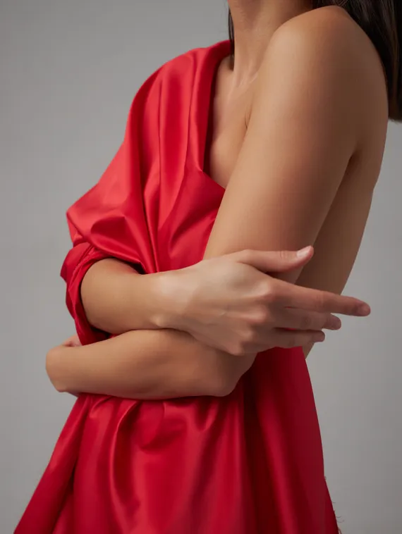 Атлас (сатин) эластичный бельевой, красный 100