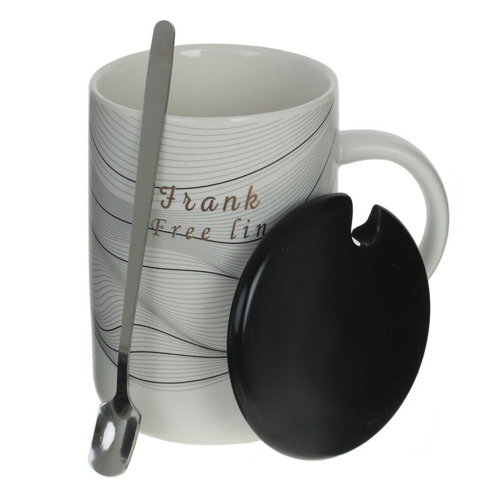 GAEM Кружка с крышкой и ложкой, 400 мл, L12 W8 H11,5 см, 4в.