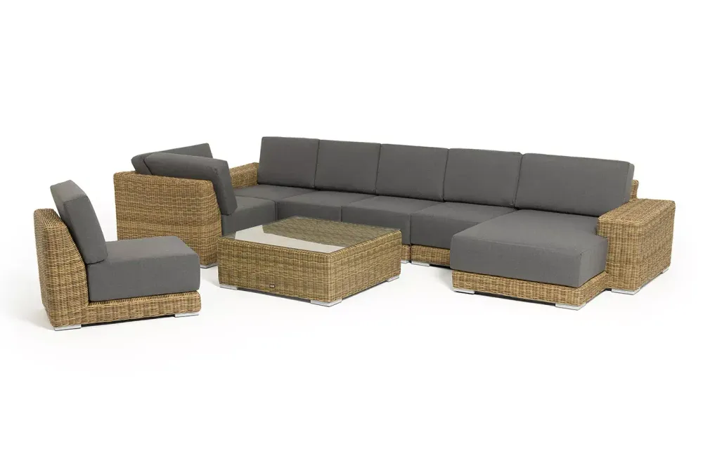 "Капри" трансформирующаяся лаунж-зона из искусственного ротанга, цвет соломенный