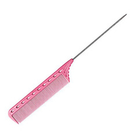 Розовая расческа 220мм с металлическим хвостиком Y.S. Park YS-102 Pink