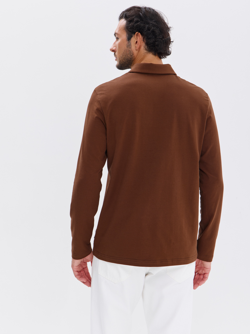 Повседневный базовый лонгслив поло