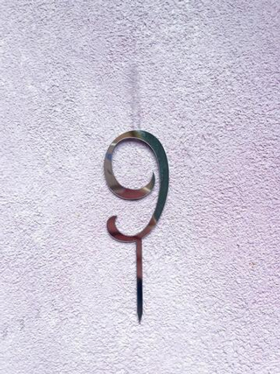 Топпер-свеча Цифра 9, серебро