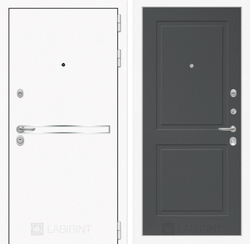 Входная металлическая дверь Лабиринт Лайн WHITE 11 (Белые входные двери) - Графит софт.