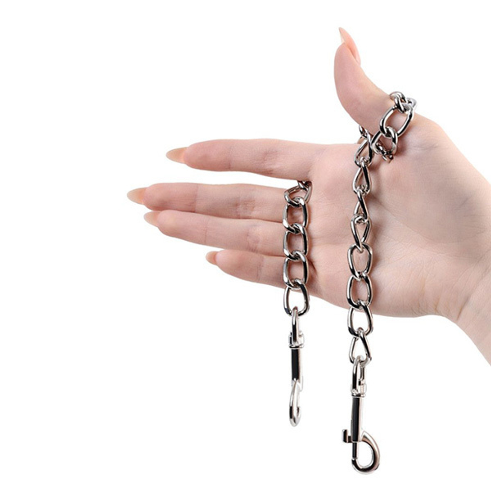 Серебристая соединительная цепочка 40см с двумя карабинами ToyFa Metal 712054