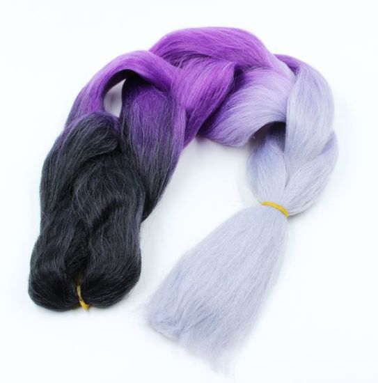 Канекалон 3-цветный 100гр 130см C21 черно сиренево пепельный