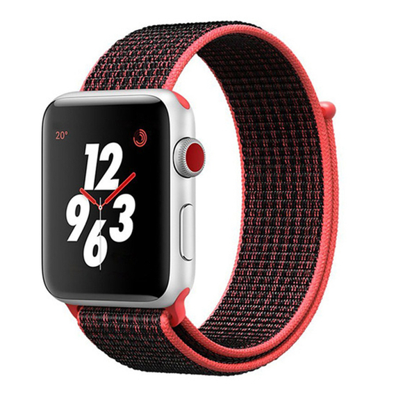 Спортивный ремешок черно-красного цвета из плетеного нейлона для часов Apple Watch 38 и 40мм