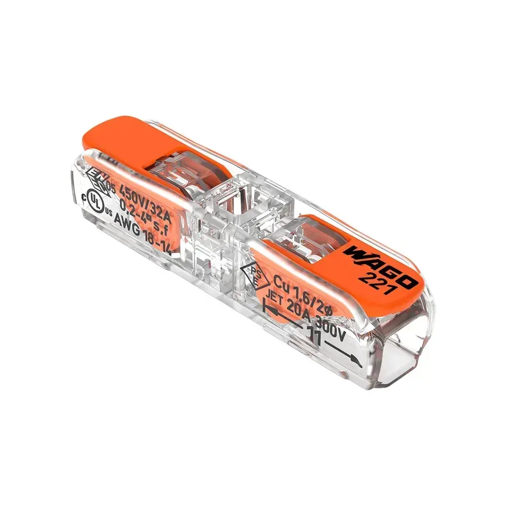 Сквозной соединитель с рычагами 2 х 0,2 - 4 мм, 10 шт./упак. COMPACT, WAGO, 221-2411