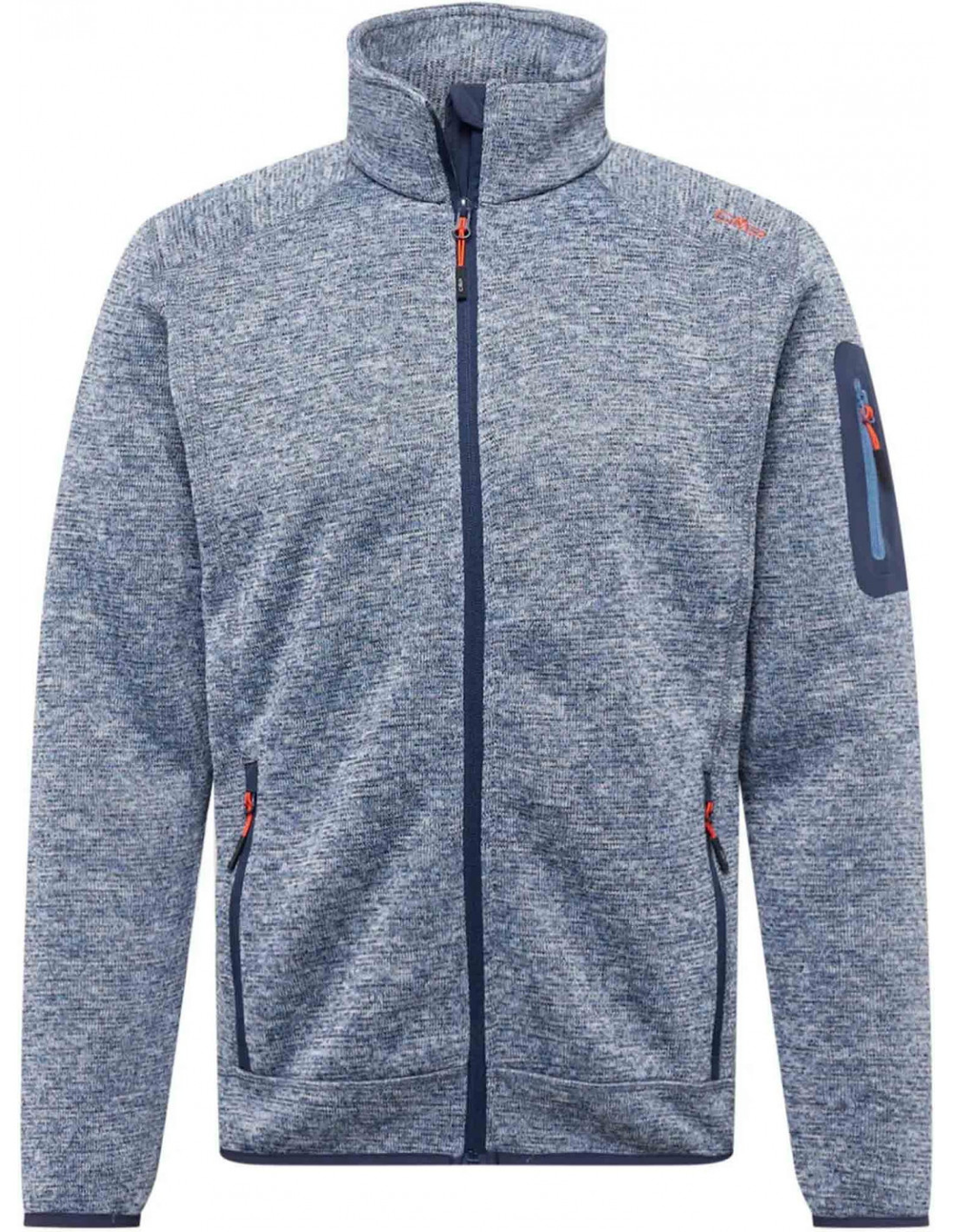 Толстовка флисовая CMP Men's mélange knit-tech heavy fleece, артикул 3H60747N, цвет BLUE INK-STORM-ARANCIO (05MM)