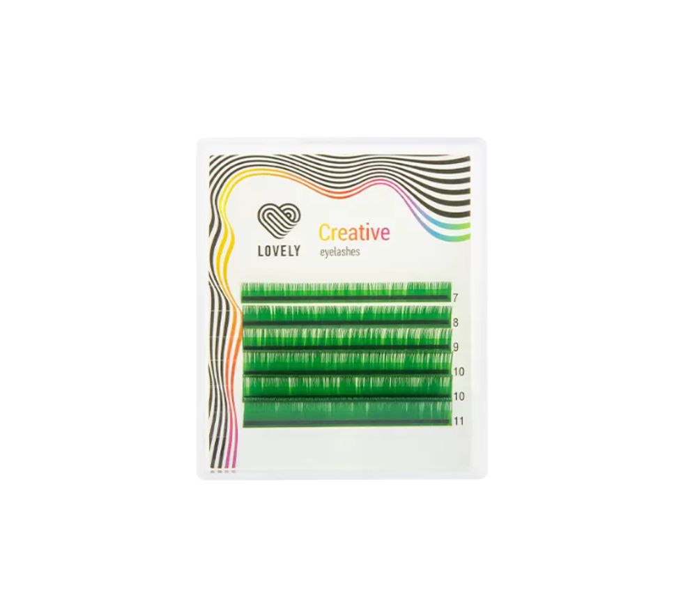 Ресницы цветные LOVELY Green MIX 6 линий