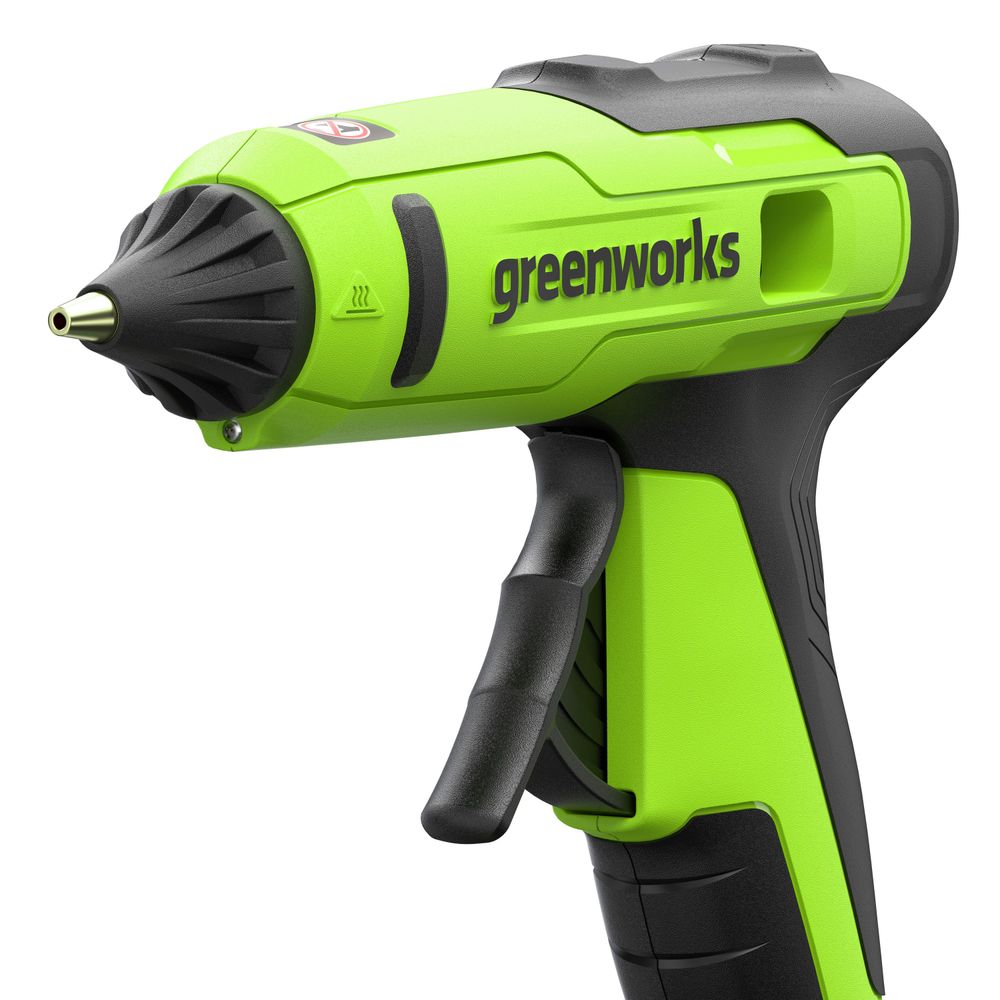 Пистолет клеевой акк. Greenworks G24GLG, 24V, 150°С, нагрев 90 сек, стержни 11 мм, антикапля,1х2Ач,ЗУ,кор (3502207CUA)
