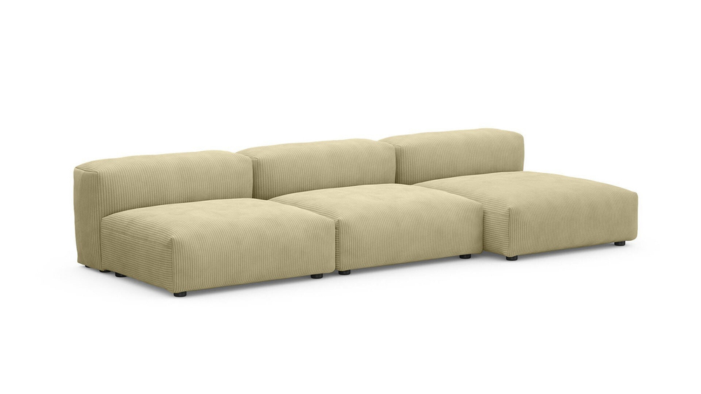 Диван с оттоманкой Фиджи (малый) Cilium Cream 315*137*62 см, Кремовый Вельвет Нераскладной Фиеста