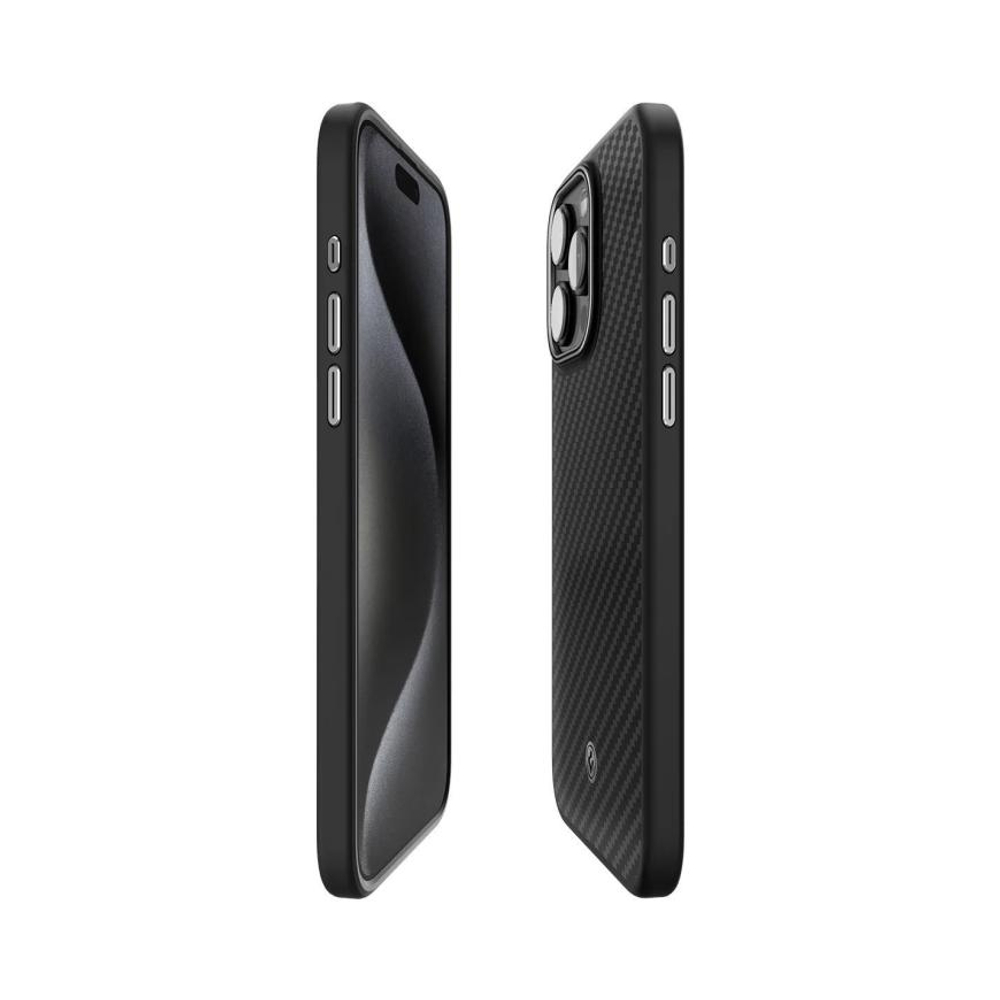 Арамидный чехол MagSafe Spigen Enzo Aramid (Mag Fit) для iPhone 15 Pro Max Гибридный чехол из арамидного волокна Aerocore с повышенным уровнем защиты при падении