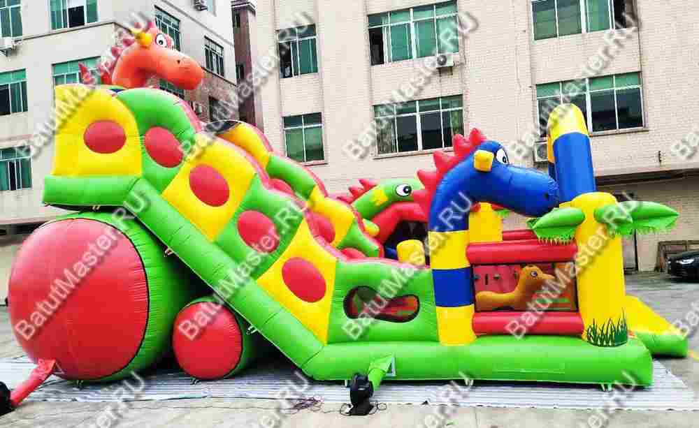 Большая надувная горка "Три дракона" 11*8*8 м