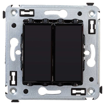 Переключатель двухклавишный в стену, "Avanti", "Черный квадрат"