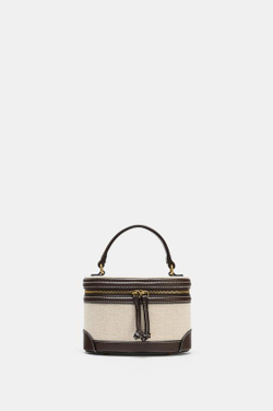 ZARA КОМБИНИРОВАННАЯ ЖЕСТКАЯ СУМКА, СВЕТЛО-БЕЖЕВЫЙ