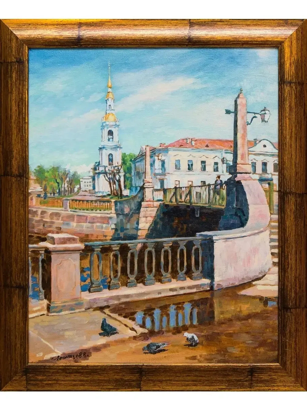 Картина маслом У моста Леонтьев
