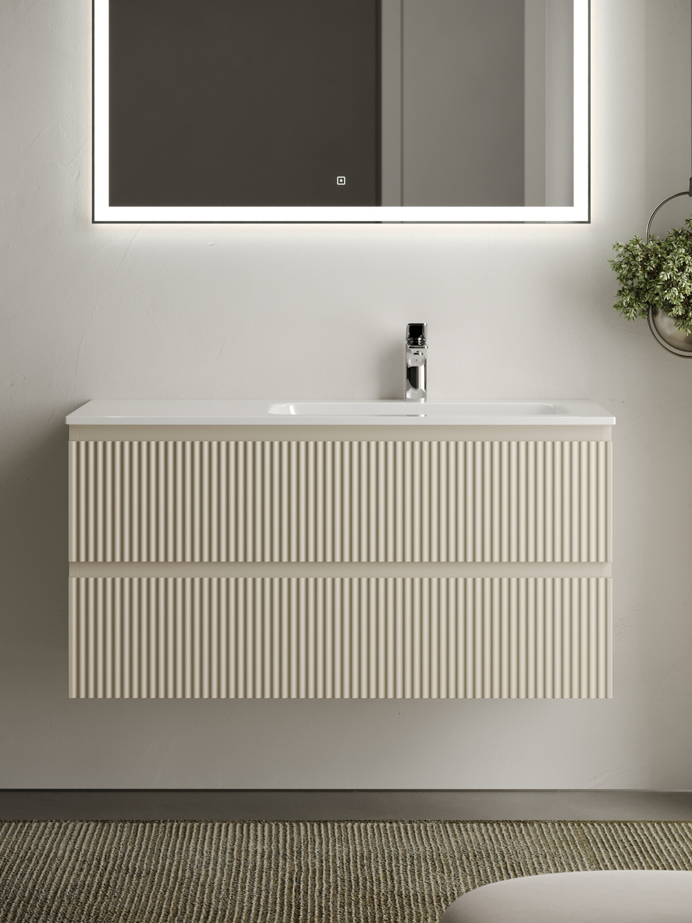 Тумба с раковиной Sancos Snob R 100 см SNR100RCE правая, beige soft
