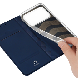 Чехол книжка из кожи синего цвета для Nothing Phone 4a Pro, серия Skin Pro Series от Dux Ducis