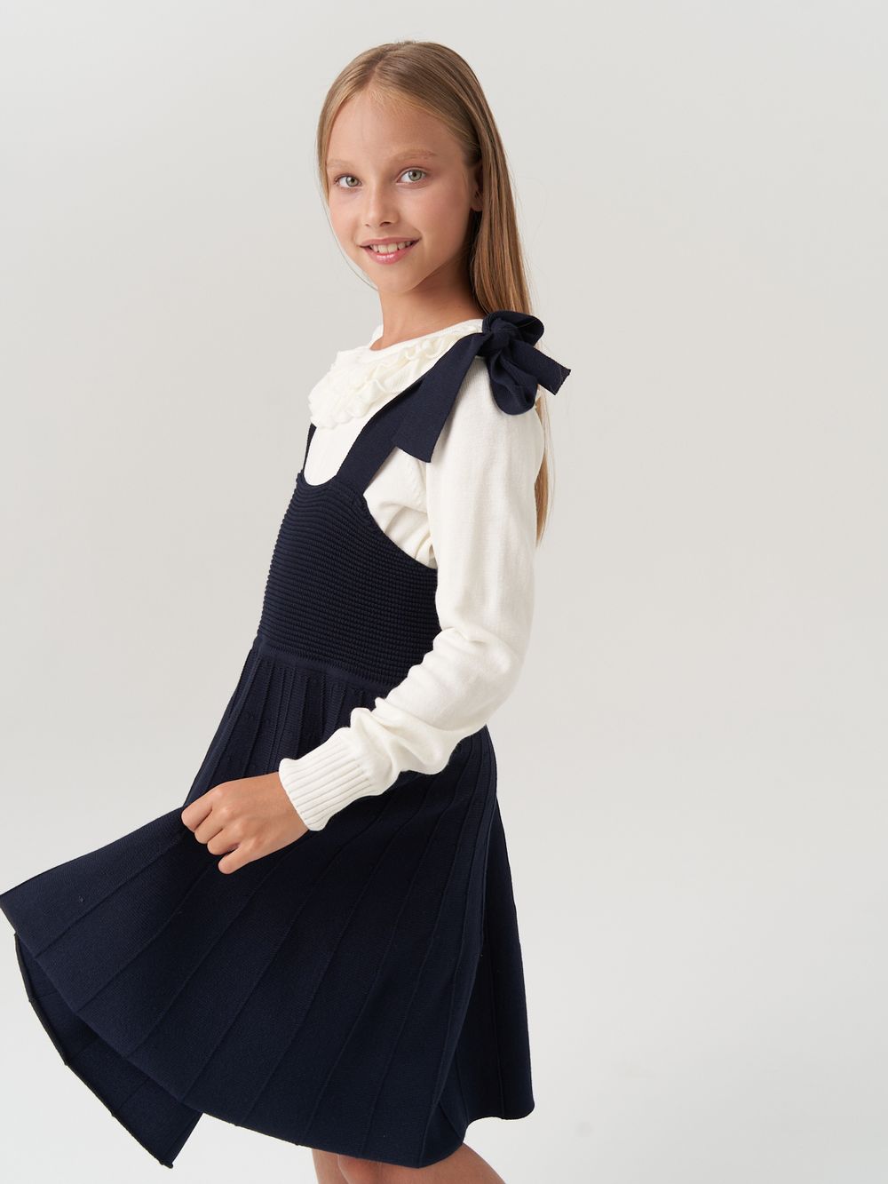 Сарафан школьный для девочки AT972-218 синий