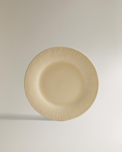 Zara Home тарелка десертная из каменной керамики, цвет бежевый, 22 см