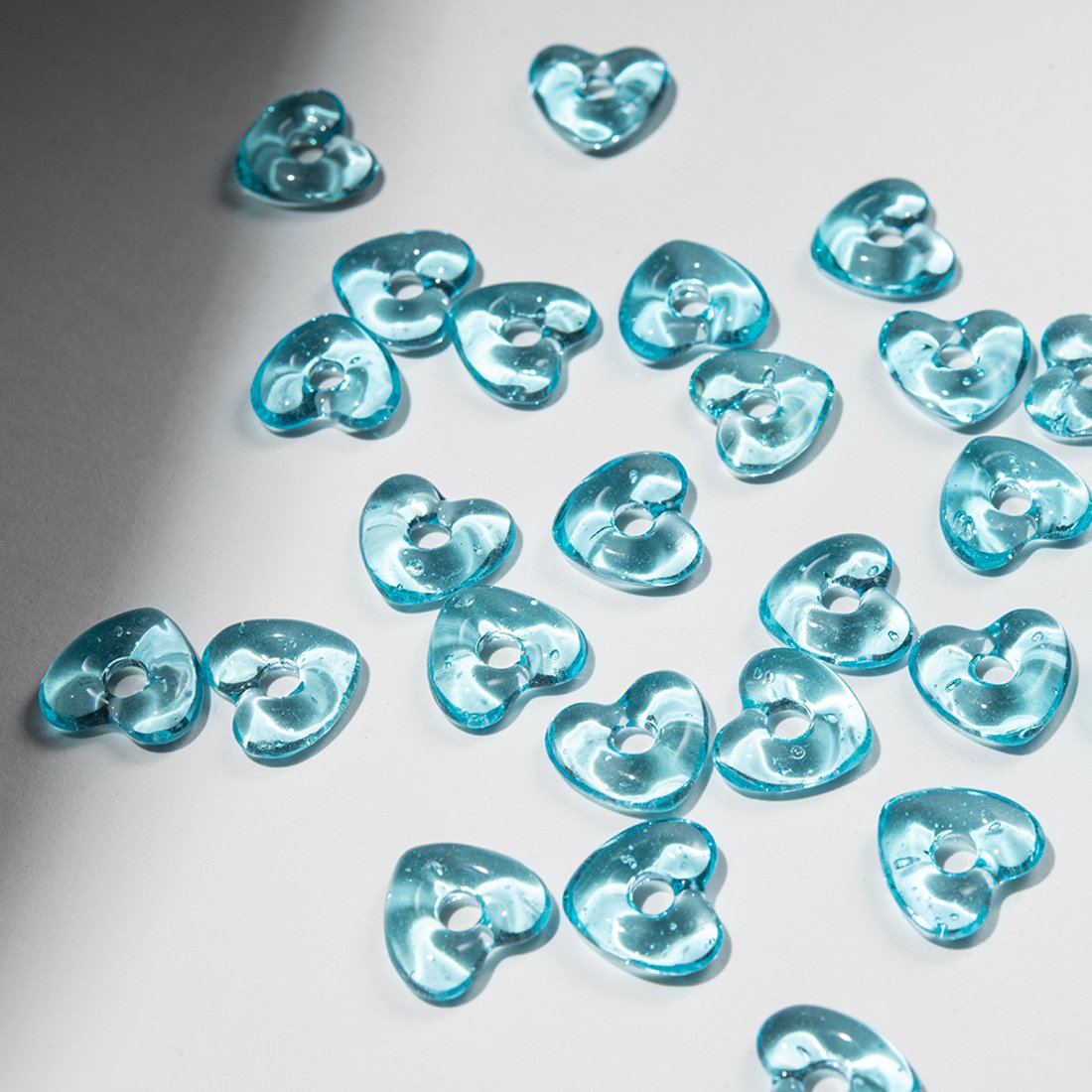 Стеклянная подвеска "Сердце", 13,5*15мм, голубой