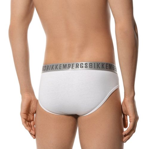 Мужские трусы брифы белые набор 2 в 1 Bikkembergs SILVER BKK1USP11BI/2