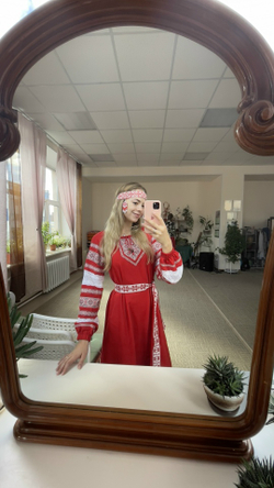 Платье «Любава» с белым узором