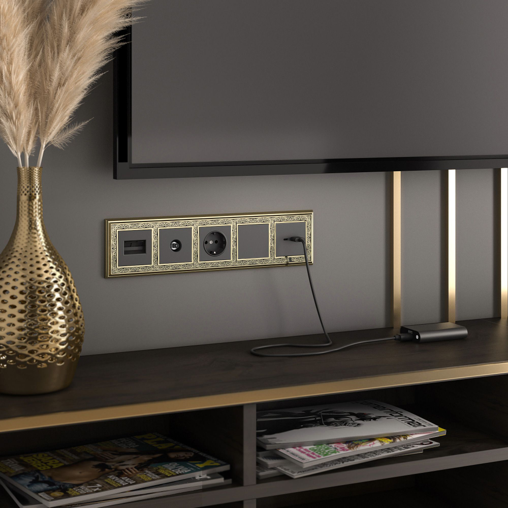 Розетка двойная Ethernet RJ-45 (черный матовый)