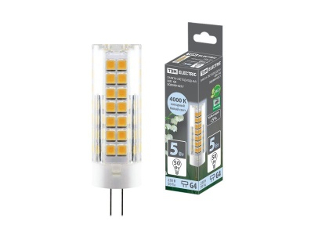 Лампа светодиодная G4 3W 230V 4000К SMD 16*55мм  TDM