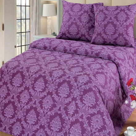 Комплект постельного белья "ВЛ. БАКЛАЖАН", поплин Жаккард, 100% хлопок.