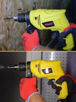 Ударная дрель с набором сверл бит насадками и дополнительными аксессуарами